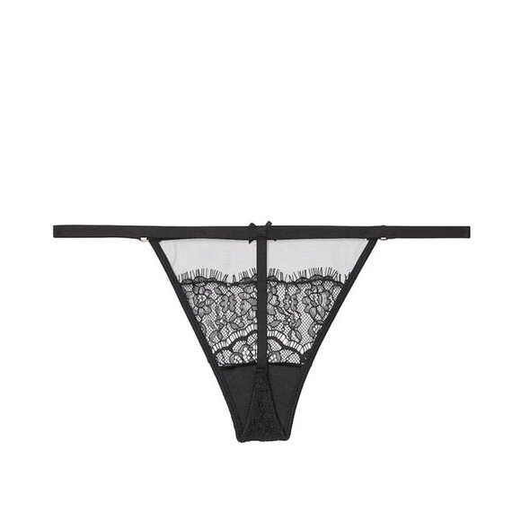 Victoria's Secret Dream Angels Mesh and Lace V-String Panty Black Large NEW - Picture 4 of 7